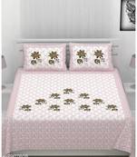 Pink Color Pure Cotton Queen Size Bedsheet Seltos fool Pink
