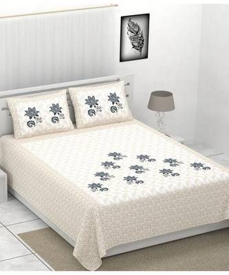 Yellow Color Pure Cotton Queen Size Bedsheet Seltos fool Yellow 1