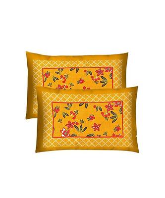 Yellow Color Pure Cotton Queen Size Bedsheet Yellow fool patti 2