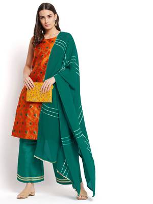Silk Blend Woven Kurta Pallazos and Dupatta Set 6
