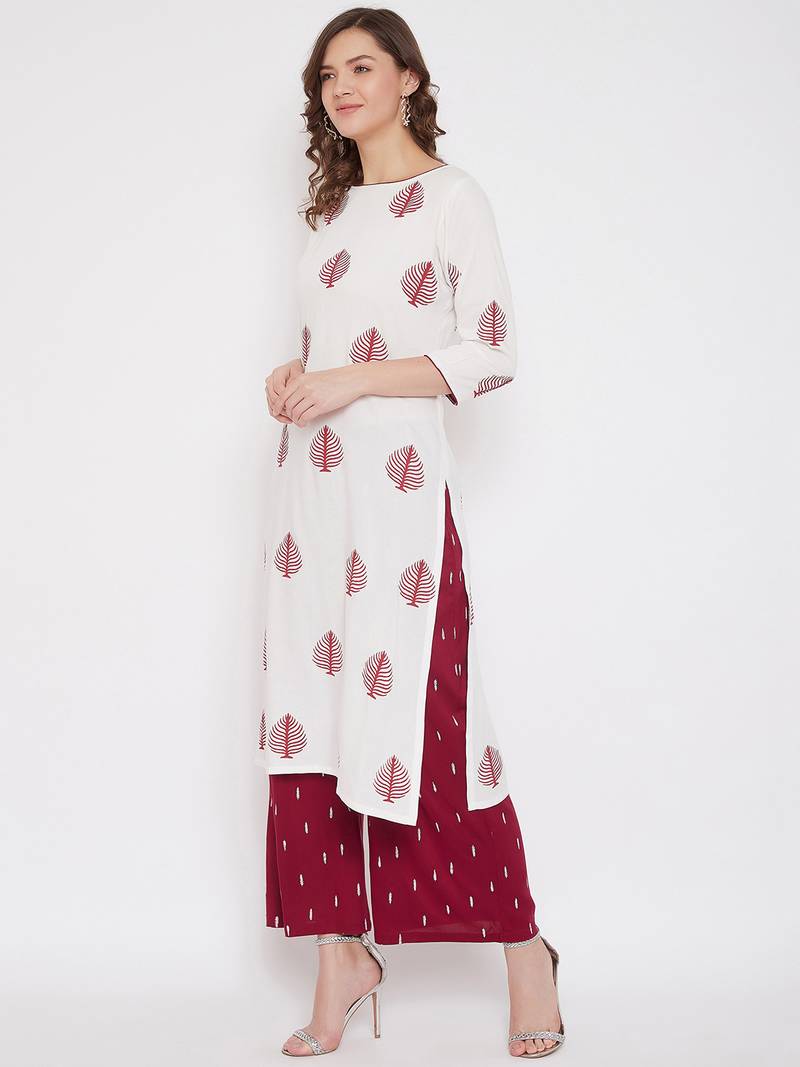 Silk Blend Woven Kurta Pallazos and Dupatta Set