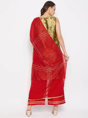 Silk Blend Woven Kurta Pallazos and Dupatta Set 2