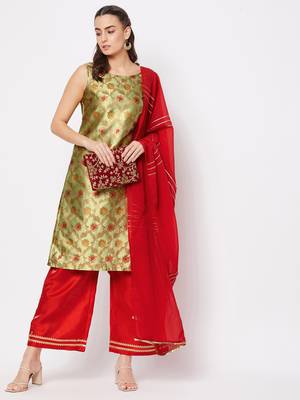 Silk Blend Woven Kurta Pallazos and Dupatta Set 6