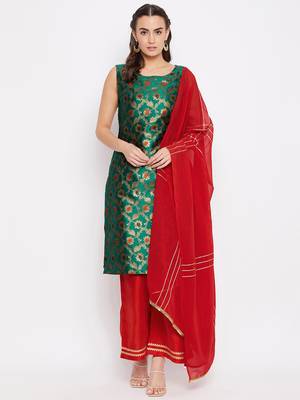 Silk Blend Woven Kurta Pallazos and Dupatta Set 1