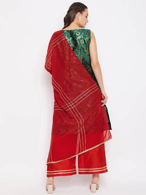 Silk Blend Woven Kurta Pallazos and Dupatta Set 2