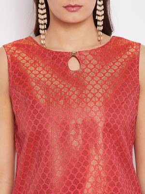 Silk Blend Woven Kurta Skirt and Dupatta Set 5
