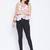 White and Peach Floral Printed Specti Flared Lace Top  and Adjustable streps for Better Fitting.