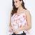 White and Peach Floral Printed Specti Flared Lace Top  and Adjustable streps for Better Fitting.