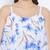 White and Blue Floral Printed Specti Flared Lace Top  and Adjustable streps for Better Fitting.