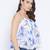 White and Blue Floral Printed Specti Flared Lace Top  and Adjustable streps for Better Fitting.