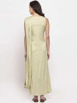 Green printed cotton long-dresses 4