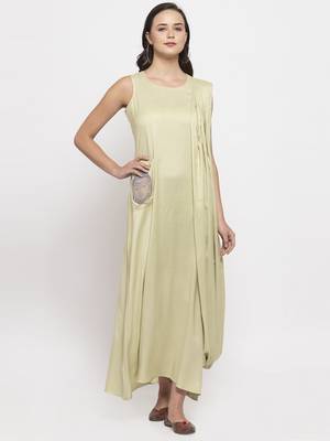 Green printed cotton long-dresses 5