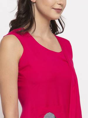Pink printed cotton long-dresses 2