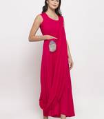 Pink printed cotton long-dresses