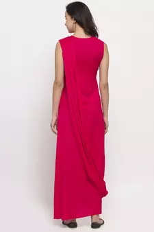 Pink printed cotton long-dresses