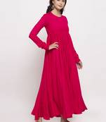 Pink printed cotton long-dresses