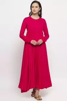 Pink printed cotton long-dresses