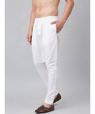 Men White Solid Trouser Style  Pyjamas 2