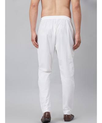 Men White Solid Trouser Style  Pyjamas 5