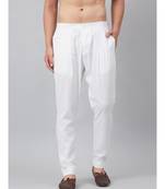Men White Solid Trouser Style  Pyjamas