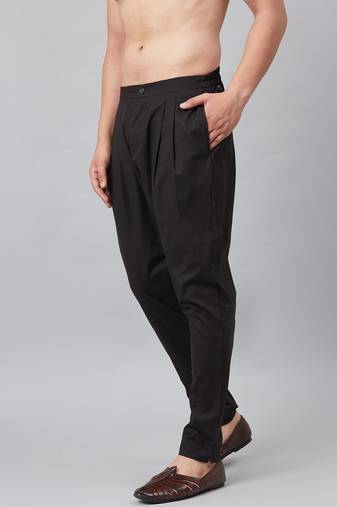 Men Black  Solid Trouser Style  Pyjamas