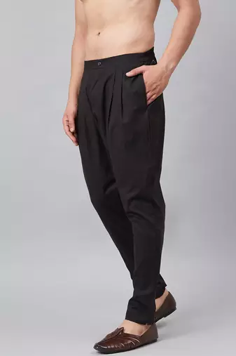 Men Black  Solid Trouser Style  Pyjamas