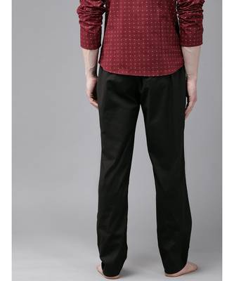 Men Black Solid Pyjamas 2