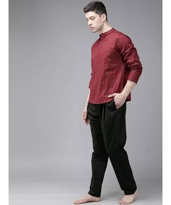 Men Black Solid Pyjamas 3