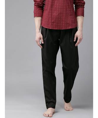 Men Black Solid Pyjamas 6