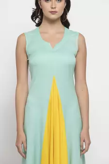 Yellow plain cotton long-dresses