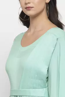 Blue plain cotton long-dresses