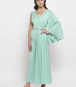 Blue plain cotton long-dresses