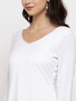 White plain cotton long-dresses 2