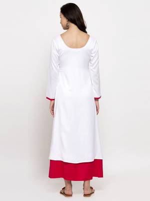 White plain cotton long-dresses 5