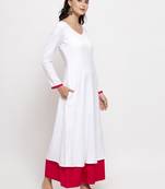White plain cotton long-dresses