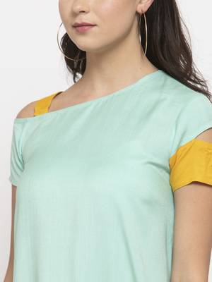 Blue plain cotton long-dresses 2