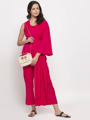 Pink plain cotton long-dresses 4
