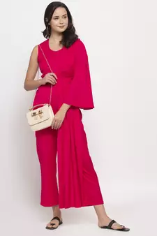 Pink plain cotton long-dresses
