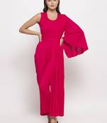 Pink plain cotton long-dresses