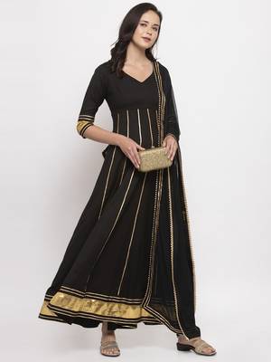 Black plain cotton long-dresses 4