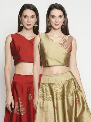 Gold printed
 polyester crop-tops 2