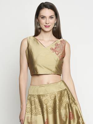 Gold printed
 polyester crop-tops 1