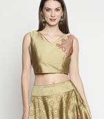 Gold printed
 polyester crop-tops