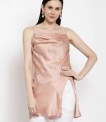 Baby-pink plain viscose rayon party-wear-kurtis