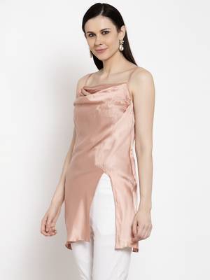 Baby-pink plain viscose rayon party-wear-kurtis 4