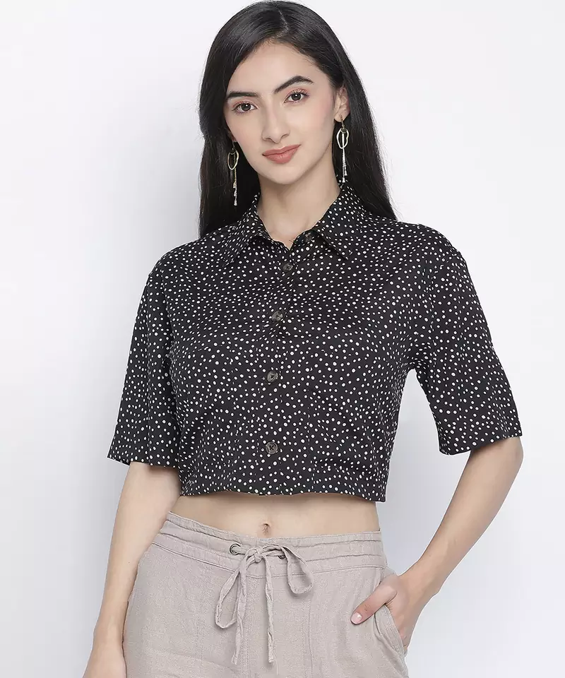 Blacktart ploka dot women crop shirt