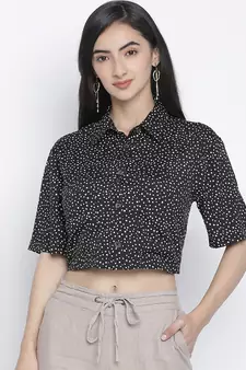 Blacktart ploka dot women crop shirt