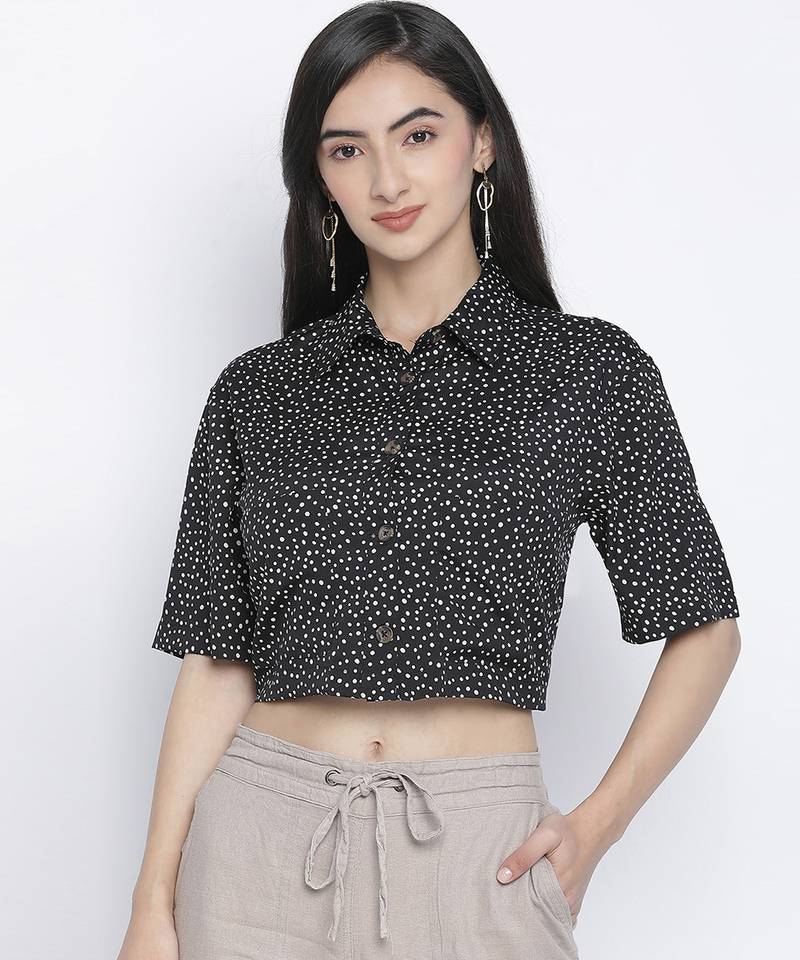 Blacktart ploka dot women crop shirt