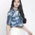 Blezzi Blue printed women crop shirt