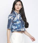Blezzi Blue printed women crop shirt